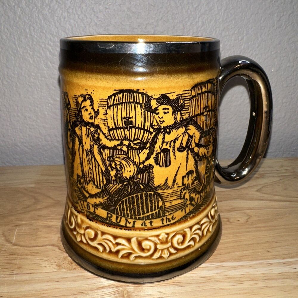 Napco Japan Ceramic Mug  Hot Rum At The Tavern Rum Traders Scene 1785 5" Large